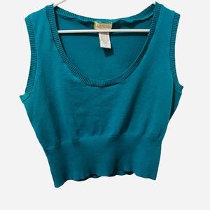 Baby Phat blue green crop top sweater tank top. Size 1X. Good condition.